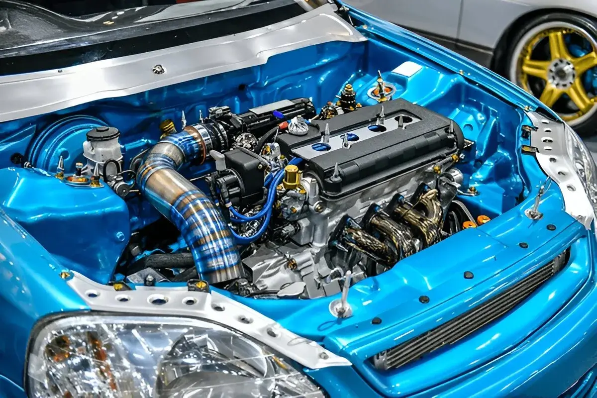 a stage 2 tuned car's engine